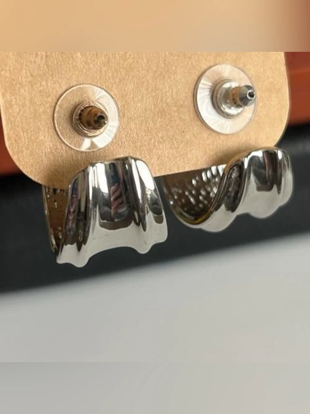 Silver chunky hoop earrings